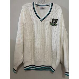 Vtg Golf Sweater Made in England Knit V Neck Preppy Old Money Mens Large